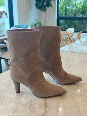 Paris Texas Taupe Suede Pointed Mid-Calf Boots EU 37.5 New Never Worn